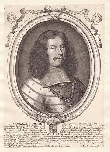 Maximilian Henry - Maximilian Heinrich von Bayern Portrait Kupferstich engraving