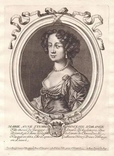Marie Anne Stuard - Mary II of England Scotland Ireland Portrait Kupferstich engraving