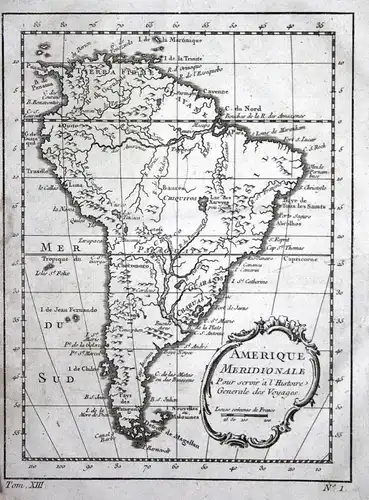 Amerique Meridionale - South America Brasil Peru Chile Paraguay Karte map Kupferstich antique print
