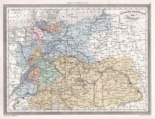 Europe Centrale ou Allemagne - Europe Europa Schweiz Svizzera Deutschland Germany Polen Poland Karte map Vuill