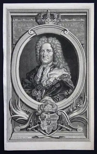 Fridericus rex Prussiae - Friedrich I. Preußen König Portrait Kupferstich antique print