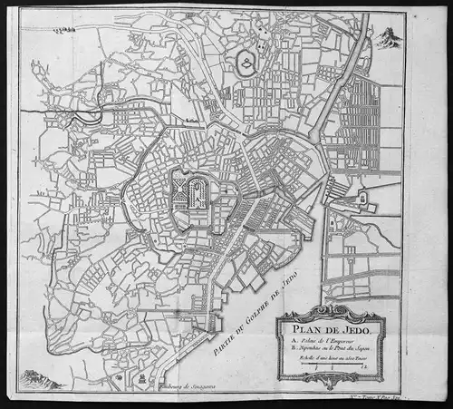 Plan de Jedo - Tokio Tokyo Japan Plan Karte map Kupferstich antique print