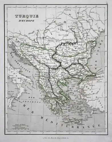 Turquie d'Europe - Griechenland Greece Türkei Turkey Europa Europe map Karte engraving antique print