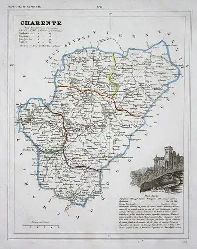 Charente - Charente Frankreich France Nouvelle-Aquitaine département map Karte engraving antique print