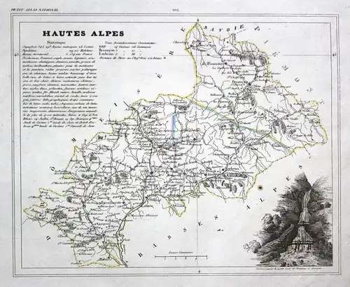Hautes Alpes - Hautes-Alpes Frankreich France département Provence-Alpes-Côte dAzur map Karte engraving antiq