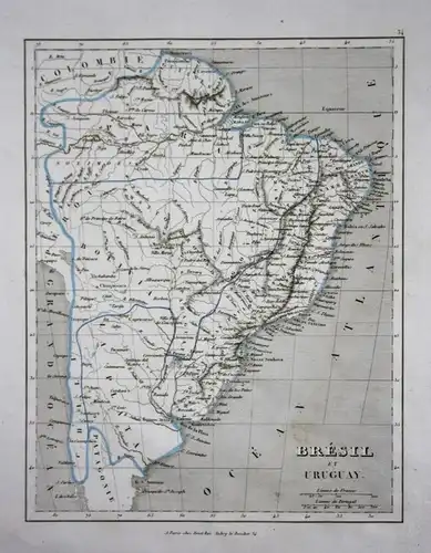 Amerique Sud - Brasilien Brazil Uruguay South America Südamerika Latin America Amerika Karte map carte engravi