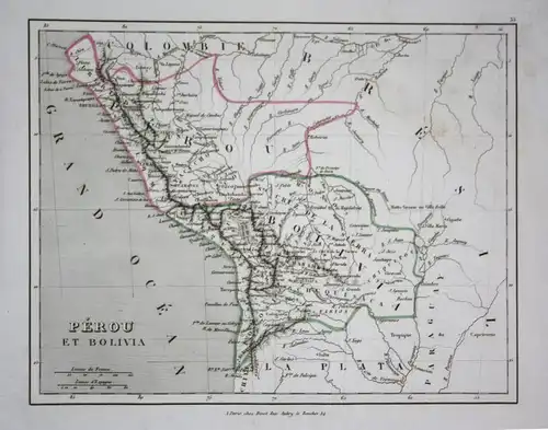 Perou et Bolivia - Peru Bolivia Bolivien Südamerika South America Amerika Karte map carte engraving gravure an