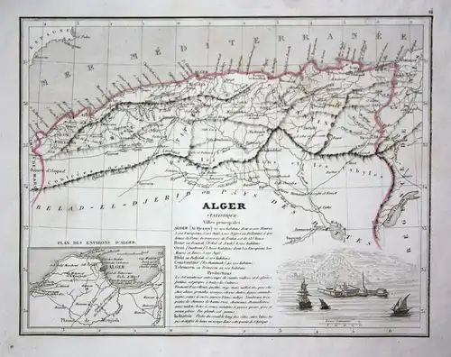 Alger -  Algerien Algeria Afrika Nordafrika Africa North Africa Karte map carte engraving gravure antique prin