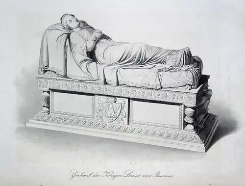 Grabmal der Königin Louise von Preussen - Luise von Mecklenburg-Strelitz Grabmal tomb Statue statue Stahlstich