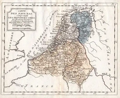 Carte des Pays Bas Comprenant les Provinces Unies - Niederlande Netherlands Belgien Belgium Belgique Karte map