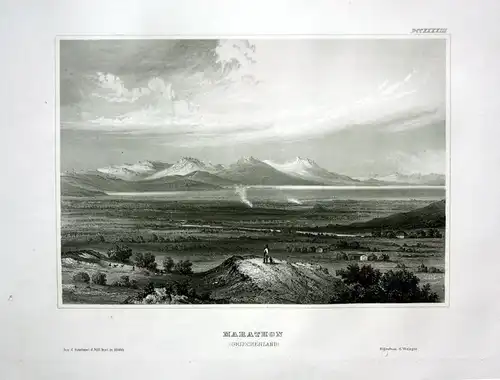 Marathon (Griechenland) - Marathon Griechenland Greece Berg mountain Ansicht view Stahlstich steel engraving a