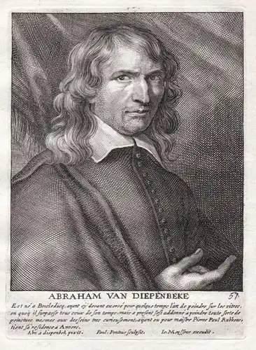 Abraham van Diepenbeke - Abraham van Diepenbeeck Maler painter Portrait Kupferstich copper engraving antique p