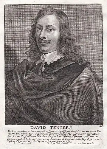 David Teniers - David Teniers der Jüngere Maler painter Portrait Kupferstich copper engraving antique print