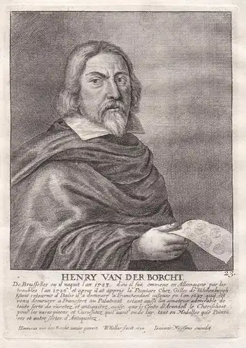 Henry van der Borcht - Hendrick van der Borcht Maler painter Portrait Kupferstich copper engraving antique pri