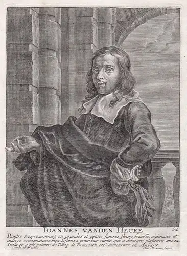 Ioannes Vanden Hecke - Jan van den Hecke Maler painter Portrait Kupferstich copper engraving antique print