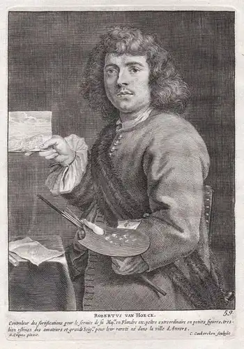 Robertus van Hoeck - Robert van den Hoecke Maler painter Portrait Kupferstich copper engraving antique print