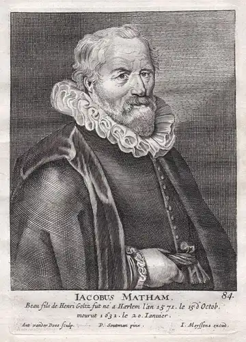 Iacobus Matham - Jakob Matham Maler painter Portrait Kupferstich copper engraving antique print