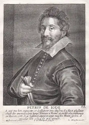Petrus de Iode - Pieter de Jode der Ältere Maler painter Portrait Kupferstich copper engraving antique print