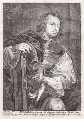 Petrus van Bredael - Pieter van Bredael Maler painter Portrait Kupferstich copper engraving antique print
