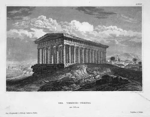 Der Theseus-Tempel zu Athen - Theseustempel Athen Greichenland Greece Ansicht view Stahlstich steel engraving