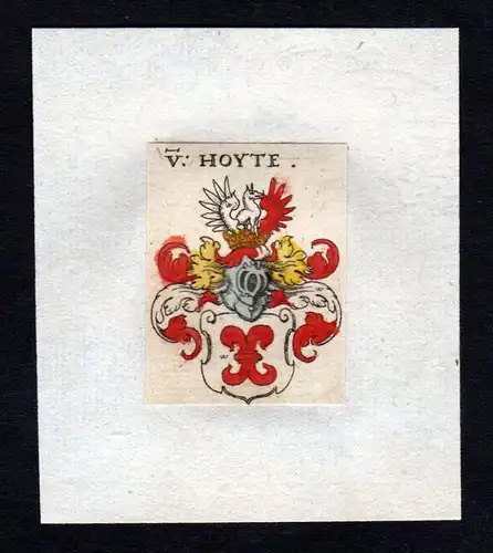 17. Jh von Hoyte Wappen coat of arms heraldry Heraldik Kupferstich