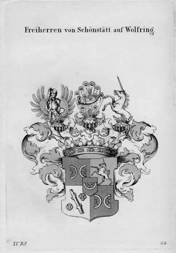 Schönstätt Wolfring Wappen Adel coat of arms heraldry Heraldik Kupferstich