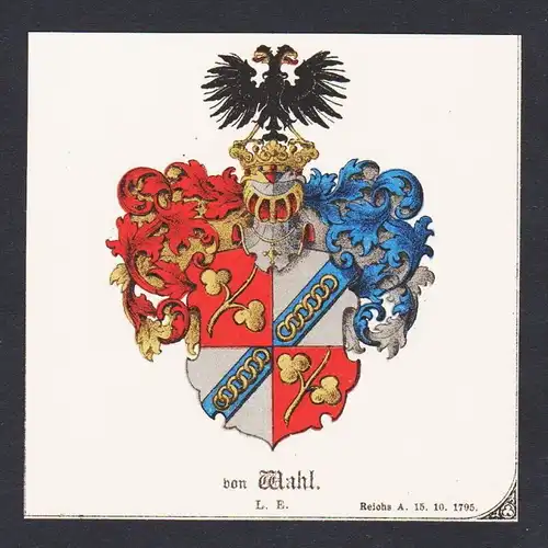 . von Wahl Wappen Heraldik coat of arms heraldry Litho