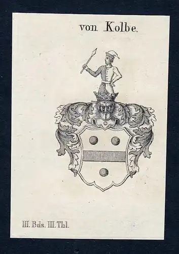 Von Kolbe - Johann Kasimir Kolb Kolbe Wappen Adel coat of arms heraldry Heraldik Kupferstich engraving
