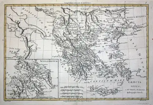 Graecia Vetus - Greece Griechenland Crete Kreta Karte map Kupferstich engraving antique print