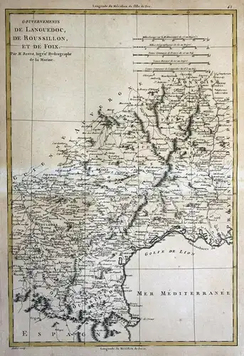 Gouvernements de Languedoc, de Roussillon, et de Foix - France Frankreich Languedoc Foix Roussillon Karte map