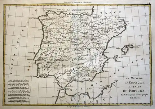 Le Royaume d'Espagne et Celui de Portugal - Spain Portugal Spanien Espana Karte map Kupferstich copper engravi