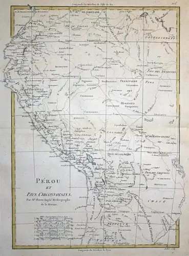 Perou et Pay Circonvoisins - Peru South America Amerika Südamerika Karte map Kupferstich copper engraving anti
