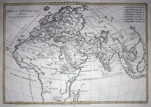 Orbis Antiquus - world map America Europe Asia Africa Weltkarte Amerika Europa Asien Afrika Kupferstich copper