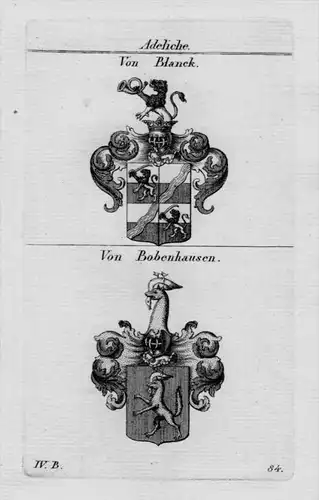Blanck Bobenhausen Wappen Adel coat of arms heraldry Heraldik Kupferstich