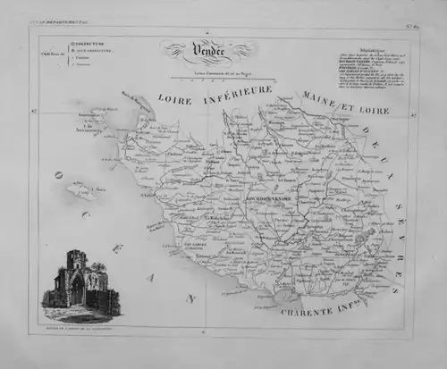Departement Vendée carte gravure Kupferstich Karte map France Frankreich