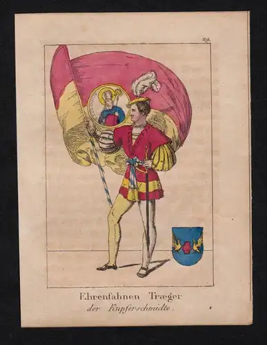 Kupferschmied Schmied Fahnenträger Original Lithographie lithography