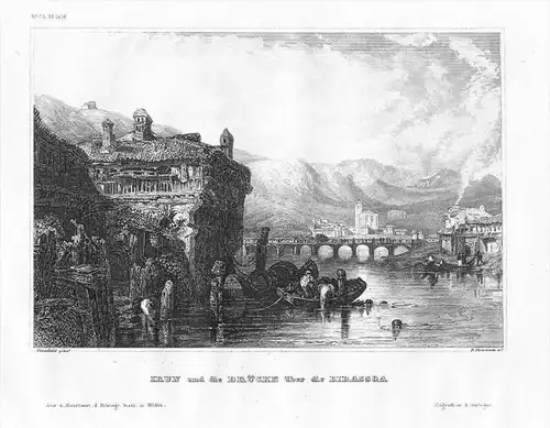 Irun Gipuzkoa Baskenland Bidassoa Fluss Espana engraving