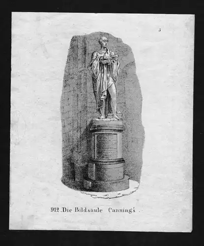 George Canning Denkmal Lithographie Lithograph