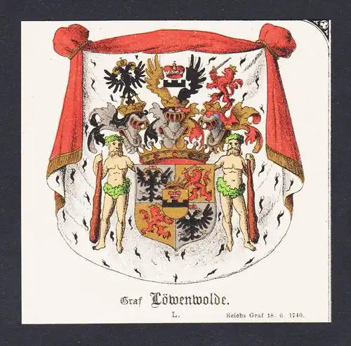 . von Löwenwolde Wappen Heraldik coat of arms heraldry Lithographie