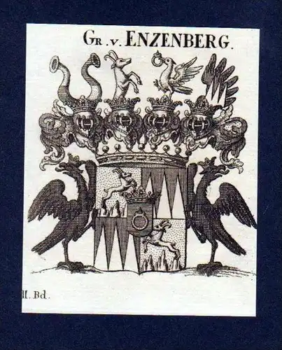 Grafen von Enzenberg Kupferstich Wappen coat of arms Heraldik