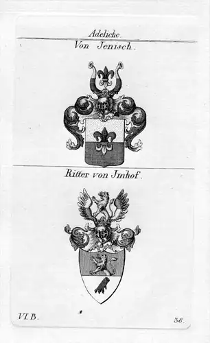 Von Jenisch / Ritter von Imhof / Bayern - Wappen coat of arms Heraldik heraldry Kupferstich