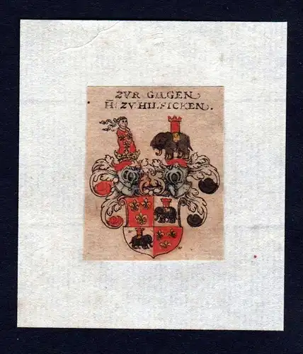 17. Jh Gilgen Hilficken Wappen coat of arms heraldry Heraldik Kupferstich