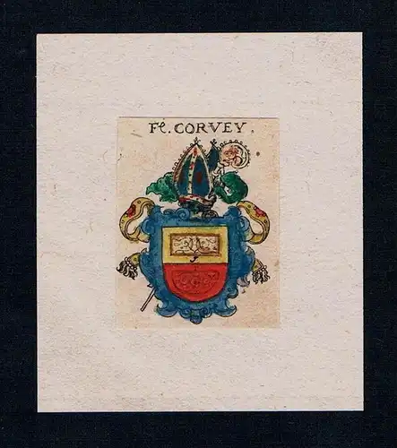 . Corvey Wappen coat of arms heraldry Heraldik Kupferstich
