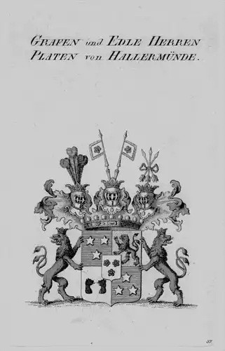 Platen Hallermünde Wappen Adel coat of arms heraldry Heraldik Kupferstich