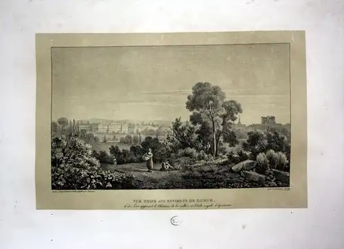 Vue prise aux environs de Saumur - Saumur Umgebung Ansicht vue environs Lithographie Litho Dagnan