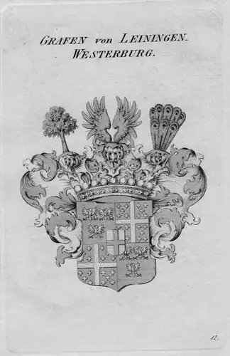 Leiningen-Westerburg Wappen Adel coat of arms heraldry Heraldik Kupferstich