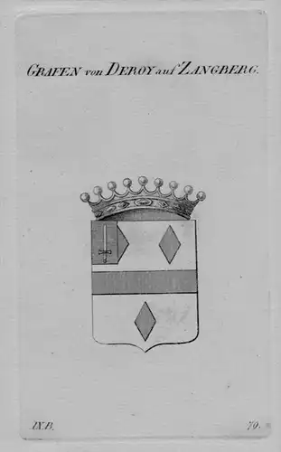 Deroy Zangberg Wappen coat of arms heraldry Heraldik crest Kupferstich