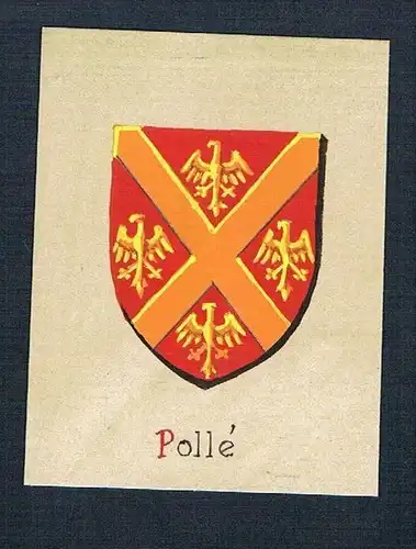 19. / 20. Jh. - Pollé Blason Aquarelle Wappen Heraldik coat of arms