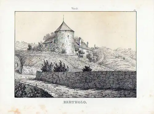 Schloss Bertholo / Schweiz - original Lithographie Ansicht