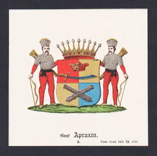 . von Apraxin Wappen Heraldik coat of arms heraldry Litho